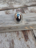 Boho Statement Ring - Hematite Sterling Silver Ring - Hand Crafted Bohemian Ring-Bohemian Ring - Hematite Rings -Gift for