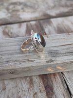 Boho Statement Ring - Hematite Sterling Silver Ring - Hand Crafted Bohemian Ring-Bohemian Ring - Hematite Rings -Gift for