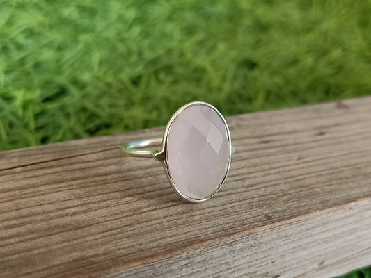 Boho Statement Ring - Pink Calcy  Sterling Silver Ring - Hand Crafted Bohemian Ring-Bohemian Ring - Pink Calcy  - Rings ,  Pink Calcy  ring