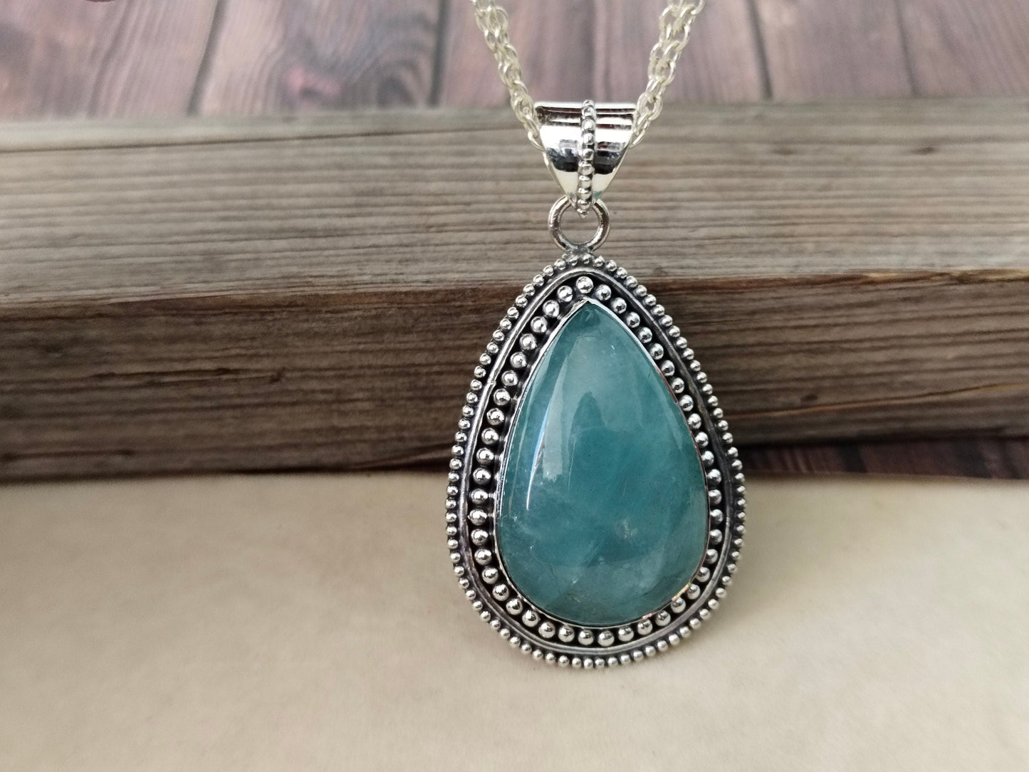 Amazonite Pendant in Solid 925-Sterling Silver | Gorgeous Handmade Amazonite Pendant , big size pendant , boho pendant , long pendant ,gift