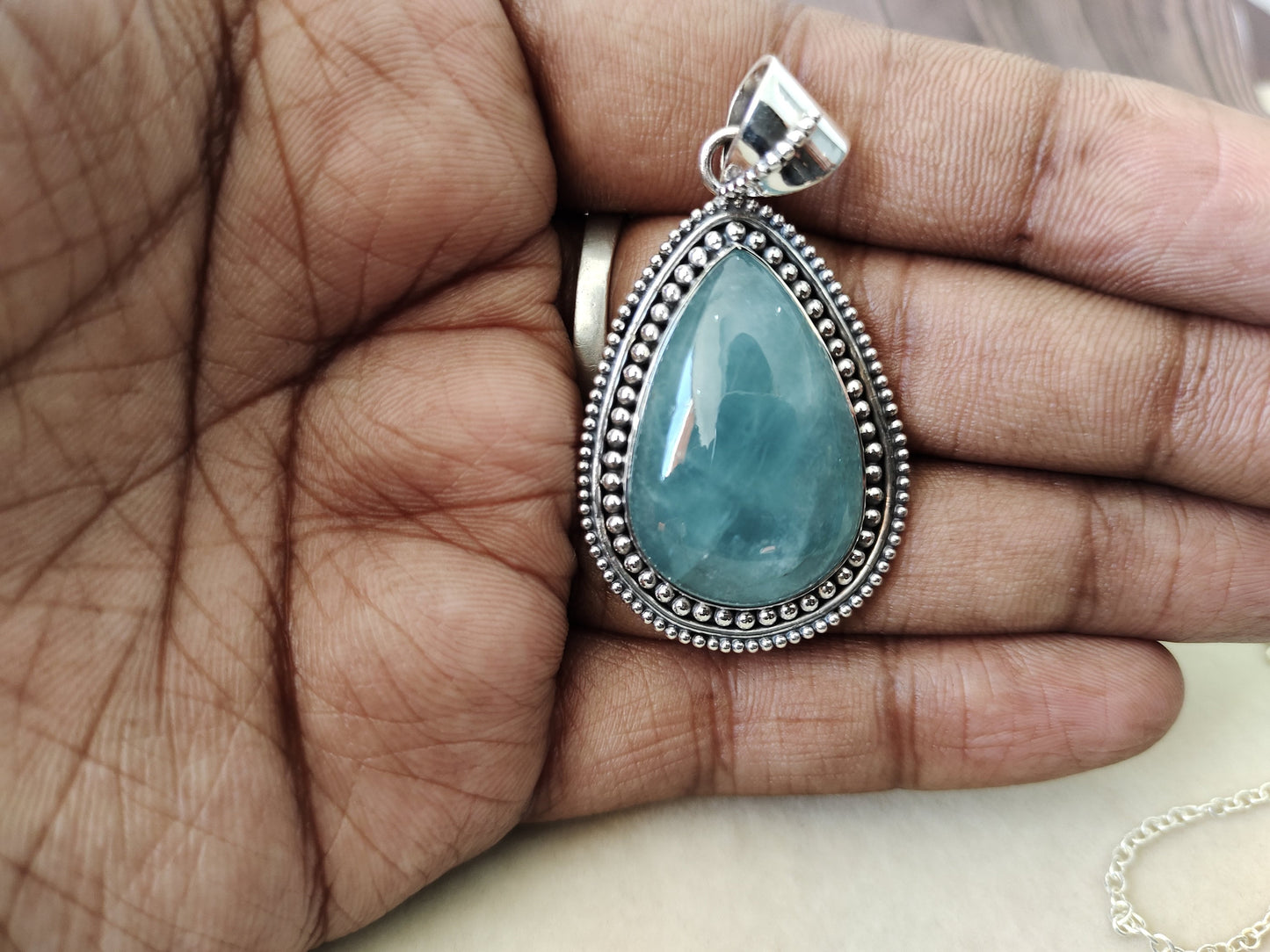 Amazonite Pendant in Solid 925-Sterling Silver | Gorgeous Handmade Amazonite Pendant , big size pendant , boho pendant , long pendant ,gift