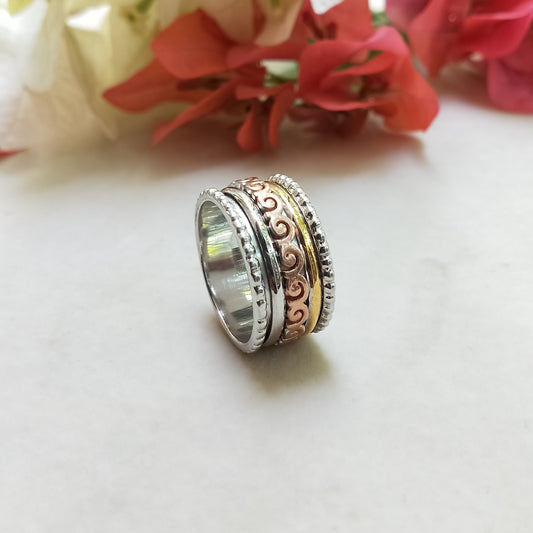 Spinner Band Ring , Sterling Silver Band ring , Unique Band Silver ring , Handmade silver Ring , Bohemian Band , band , silver ring,freeship