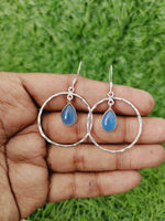 Blue Calcy Silver Earring , Handcrafted Bohemian Earring , Earrings , Blue Calcy Stone , Gift for her , Jewelry , Dangle Earrings , Freeship