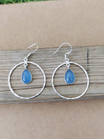 Blue Calcy Silver Earring , Handcrafted Bohemian Earring , Earrings , Blue Calcy Stone , Gift for her , Jewelry , Dangle Earrings , Freeship