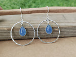 Blue Calcy Silver Earring , Handcrafted Bohemian Earring , Earrings , Blue Calcy Stone , Gift for her , Jewelry , Dangle Earrings , Freeship