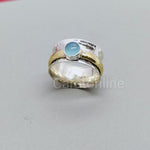 Gemstone silver band ring , spinner silver bands , spinner band fidget ring , anxiety ring , aqua band ring , 925 silver bands , silver band