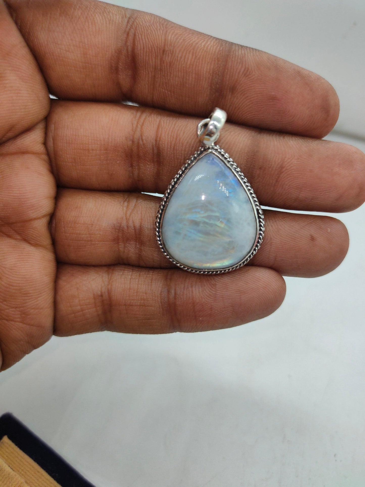 Rainbow Moonstone Pendant in Solid 925-Sterling Silver | Gorgeous Handmade Rainbow Moonstone Pendant | Boho Pendant Gift for Her