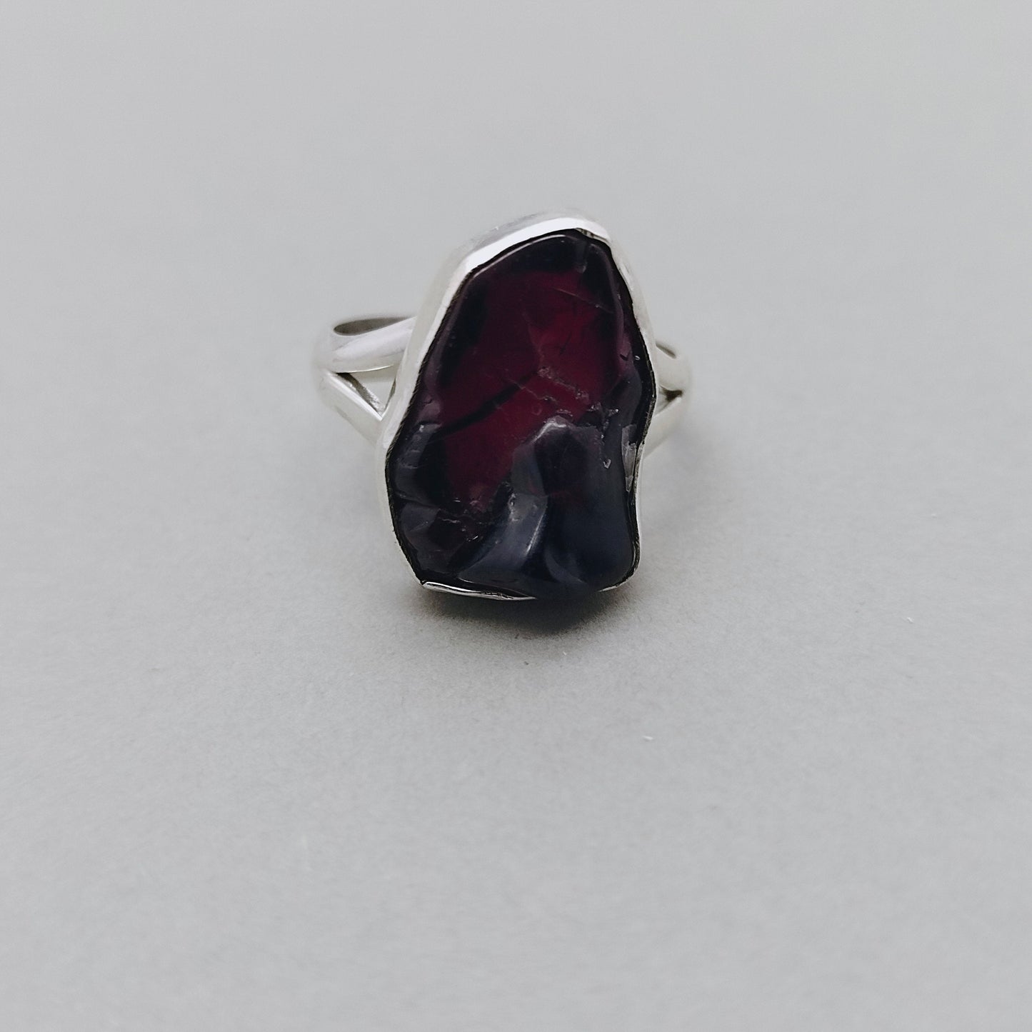 Boho Statement Ring - Raw Gemstone of Garnet Sterling Silver Ring- Hand Crafted Bohemian Ring-Bohemian Ring -Raw Garnet Gemstone - Gifts