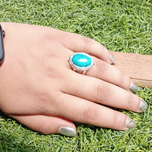 Turquoise Boho  Ring - Turquoise Sterling Silver Ring - Hand Crafted Bohemian Ring-Bohemian Ring - Turquoise - Rings -Gift for - bohemian