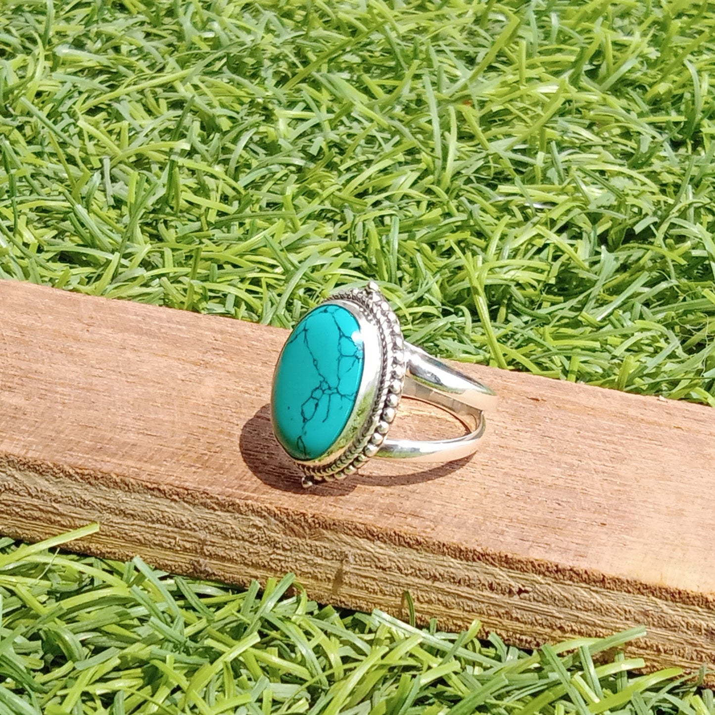 Turquoise Boho  Ring - Turquoise Sterling Silver Ring - Hand Crafted Bohemian Ring-Bohemian Ring - Turquoise - Rings -Gift for - bohemian