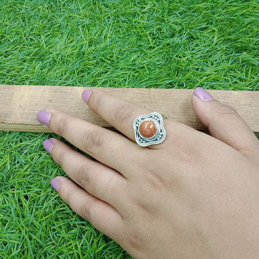 Boho Statement Ring - Sun Stone  Sterling Silver Ring - Hand Crafted Bohemian Ring - Bohemian Ring - Sunstone Ring - Rings - Gift for
