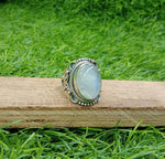 Rainbow Moonstone Sterling Silver Ring - Blue flashy stone- Hand Crafted Bohemian Ring-Bohemian Ring - Rainbow Moonstone- Rings-Gift for her