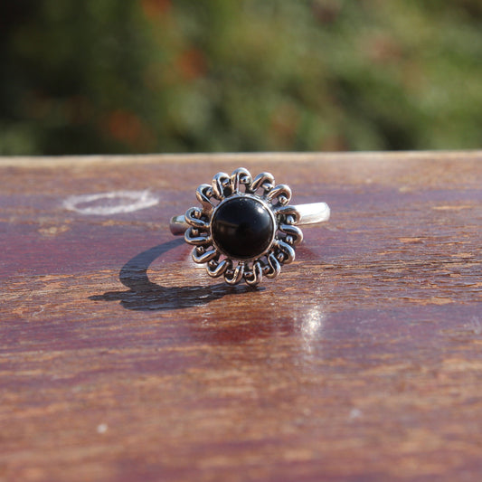Boho Statement Ring -Black Onyx Stone  Sterling Silver Ring - Hand Crafted Bohemian Ring - Bohemia Black Onyx stone Ring - Rings - Gift for