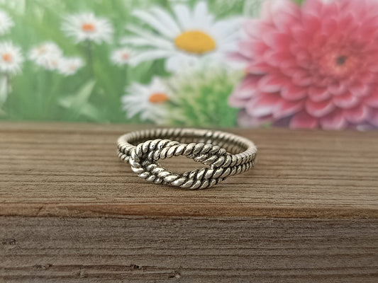 Double Knot Finger sterling silver ring ,handmade silver ring , stacking silver ring , charm silver ring , handcrafted boho ring , Knot Ring