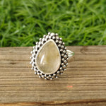 Golden Rutile Boho Ring , 925 Sterling Silver Ring , Handmade Bohemian Ring , Silver Ring , Rutile Gemstone Ring , Rings ,Silver Rings Gifts
