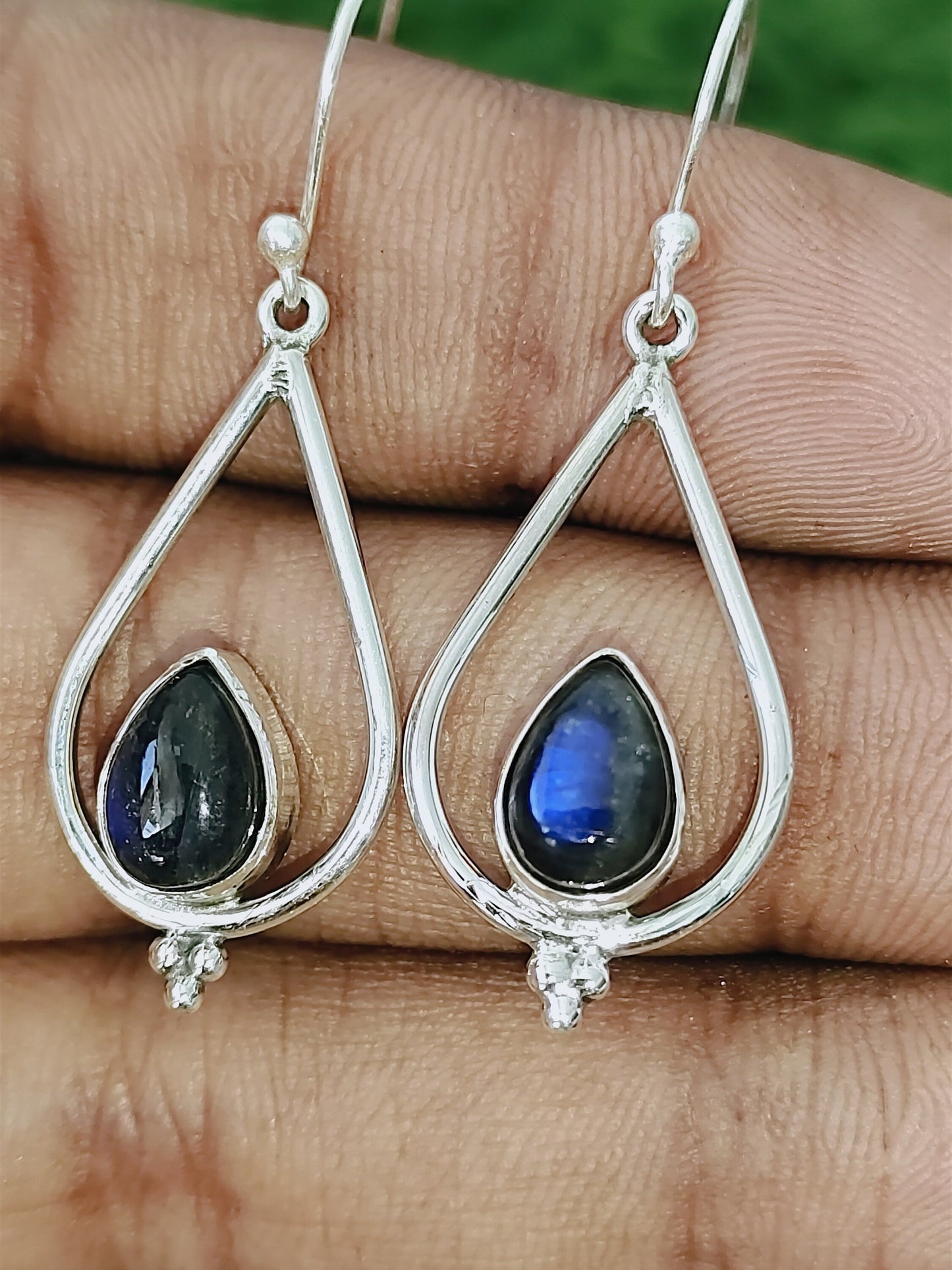 925 Labradorite Sterling Silver Handmade Earring Labradorite Stone Daily wearable Earrings in Pear Shape Earrings Gift for He -Blue Earrings