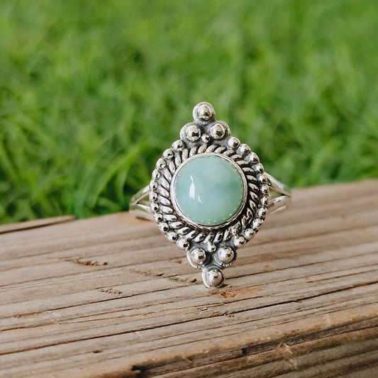 Natural Larimar top quality Stone ring - Cabochon ring - 925 sterling silver ring - larimar ring  - wedding Rings - silver rings- gifts