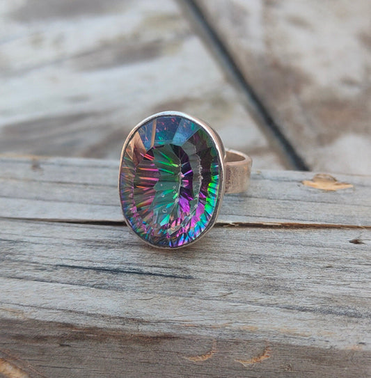 Mystic Quartz  Boho  Ring -Quartz Sterling Silver Ring - Hand Crafted Bohemian Ring-Bohemian Ring - Quartz - Rings -Gift for - bohemian