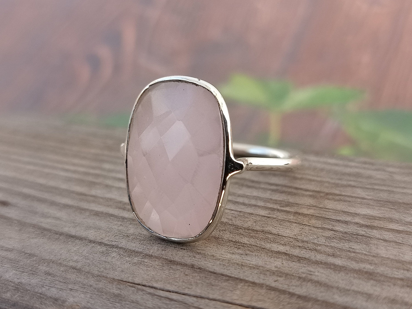 Statement Ring - Baby Pink Quartz Sterling Silver Ring - Hand Crafted Ring-handmade jewelry -  Baby Pink Quartz-, Pink calcy ring minimalist