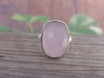 Statement Ring - Baby Pink Quartz Sterling Silver Ring - Hand Crafted Ring-handmade jewelry -  Baby Pink Quartz-, Pink calcy ring minimalist