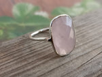 Statement Ring - Baby Pink Quartz Sterling Silver Ring - Hand Crafted Ring-handmade jewelry -  Baby Pink Quartz-, Pink calcy ring minimalist