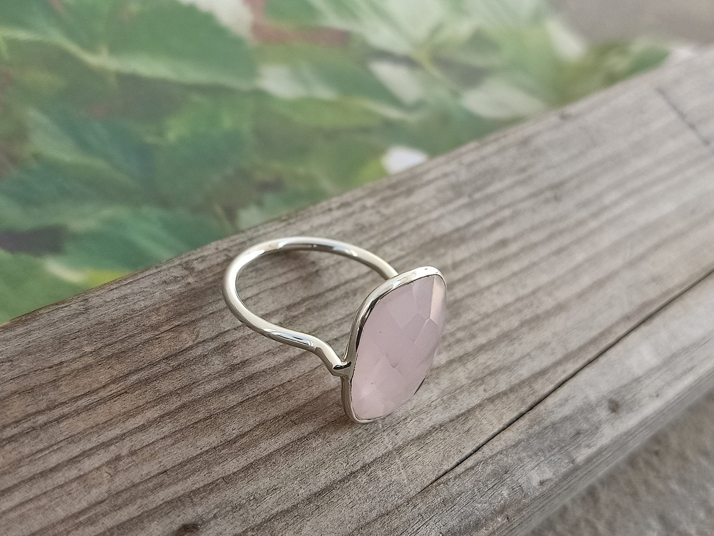 Statement Ring - Baby Pink Quartz Sterling Silver Ring - Hand Crafted Ring-handmade jewelry -  Baby Pink Quartz-, Pink calcy ring minimalist