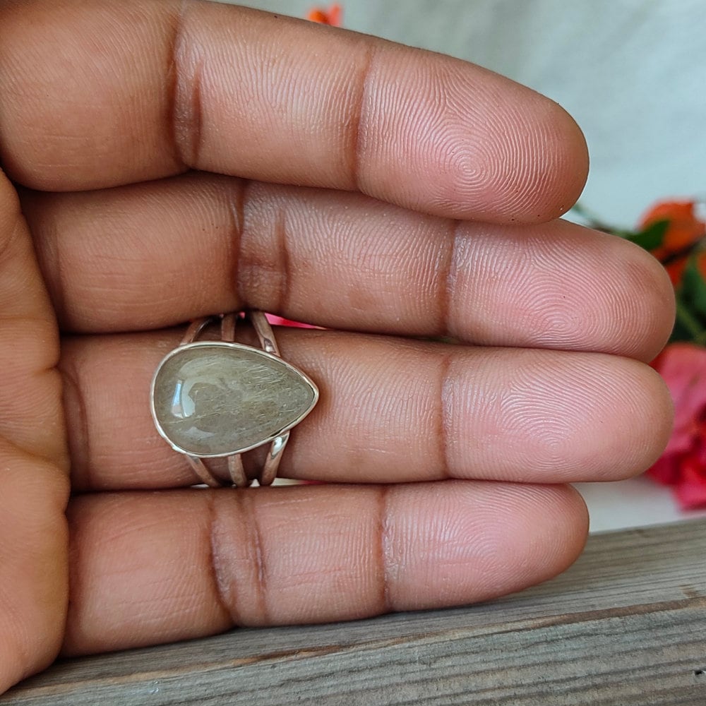 Golden rutile Boho ring , 925 sterling silver ring , handmade bohemian ring , silver ring , rutile gemstone ring , rings , silver rings
