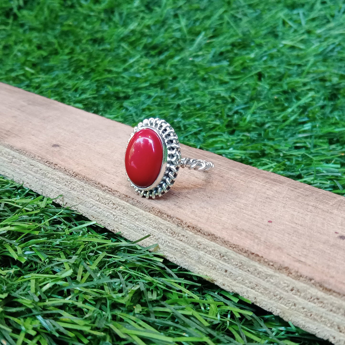 Bohemian Ring Coral Ring - Coral stone  Sterling Silver Ring - minimalist summer jewelry gift summer wedding -Rings - Gift for her