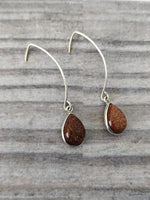 Brown Sunstone bezel earrings , silver earrings , Handmade hanging earring , statement earring , silver jewelry , earring , 925 silver gift