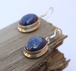 Lapis Sterling Silver Handmade Earring | Lapis Lazuli Stone | Daily Wearable Earrings in Oval Shape | Bezel Earrings Gift for Her