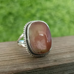 Strawberry Chalcedony Ring -925 Sterling Silver Ring - Hand Crafted Bohemian Ring- Strawberry Chalcedony Cabochon Ring- Rings -Gifts for her