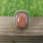 Strawberry Chalcedony Ring -925 Sterling Silver Ring - Hand Crafted Bohemian Ring- Strawberry Chalcedony Cabochon Ring- Rings -Gifts for her