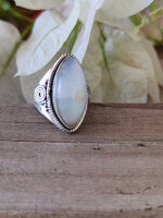 Boho  Ring - Rainbow Moonstone Sterling Silver Ring - Hand Crafted Bohemian Ring-Bohemian Ring - Rainbow Moonstone  - Rings -Gift for her