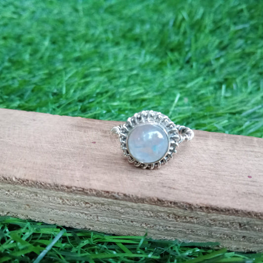Moonstone Stone Sterling Silver Ring - Boho Statement Ring -Hand Crafted Bohemian Ring - Rainbow Moonstone Ring - Gift for women