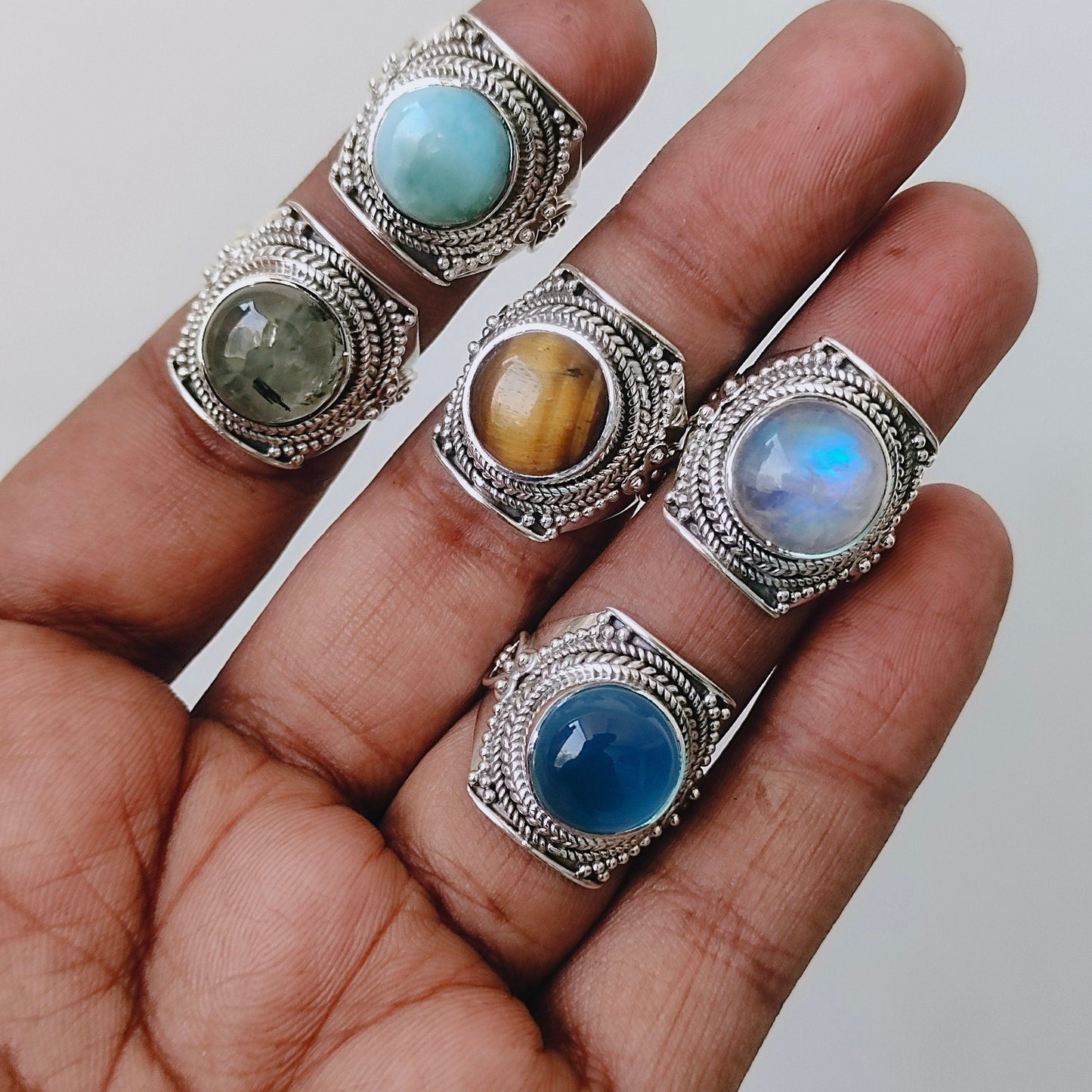 Multiple Stones Boho Statement rings , 925 sterling silver ring,Handcrafted Bohemian Ring, personalized stone ring ,choose stone ring,gifts