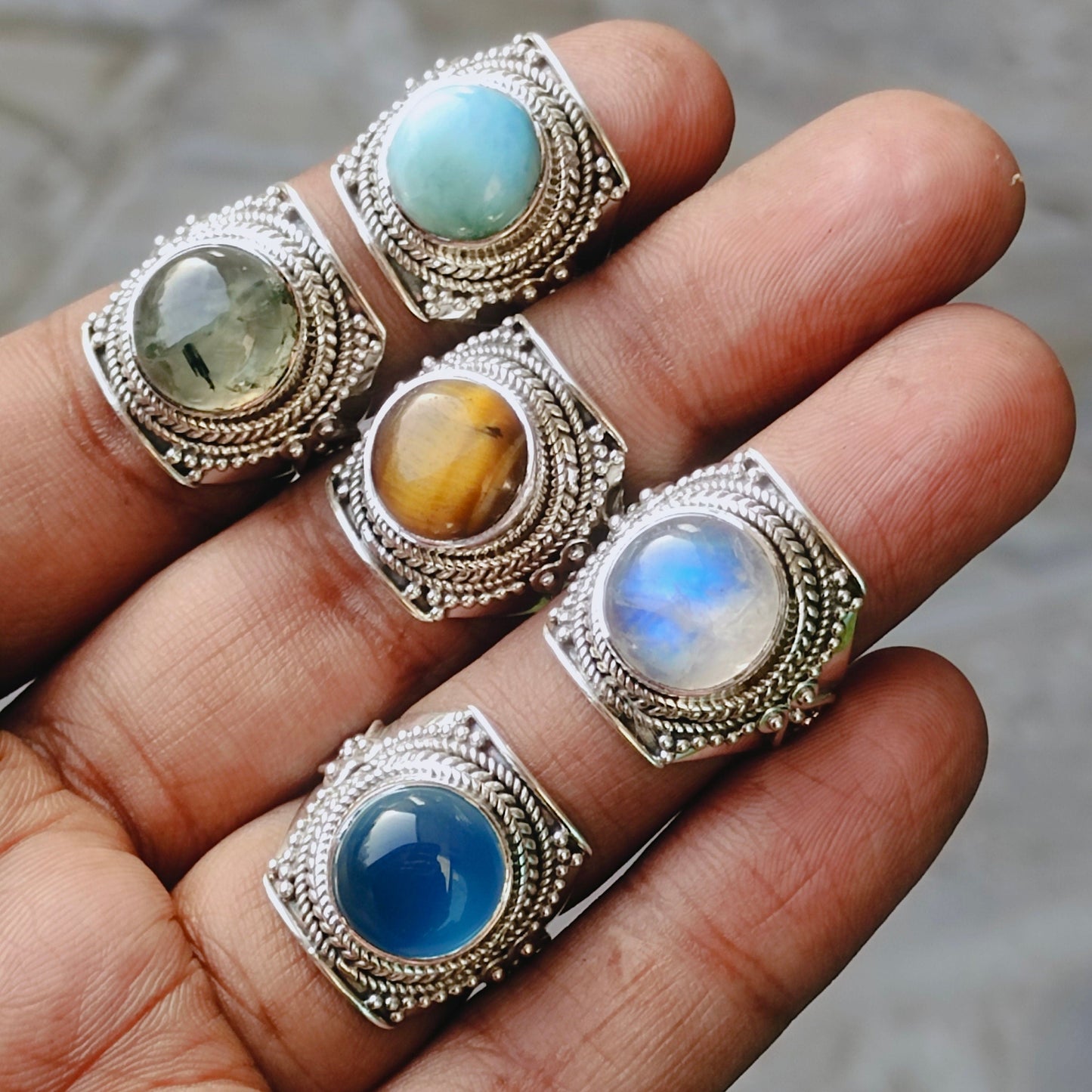 Multiple Stones Boho Statement rings , 925 sterling silver ring,Handcrafted Bohemian Ring, personalized stone ring ,choose stone ring,gifts