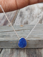 Lapis Necklace, 925 Sterling Silver Jewelry, Beautiful Blue pendant, Lapis Faceted pendant , boho, drop necklace, Gift for her, Handmade