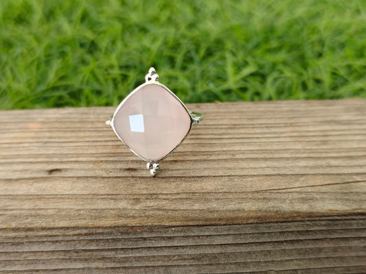 Boho Statement Ring - Rose Quartz Sterling Silver Ring - Hand Crafted Bohemian Ring-Bohemian Ring - Rose Quartz   - Rings -Gift for