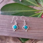 Turquoise Sterling Silver Handmade Earring Turquoise Stone Daily wearable Earrings in Round Shape Boho Earrings Gift for Her