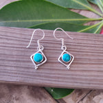 Turquoise Sterling Silver Handmade Earring Turquoise Stone Daily wearable Earrings in Round Shape Boho Earrings Gift for Her