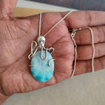 Larimar stone octopus designed necklace , handmade octopus pendant , Larimar pendant , natural larimar stone pendant , design pendant