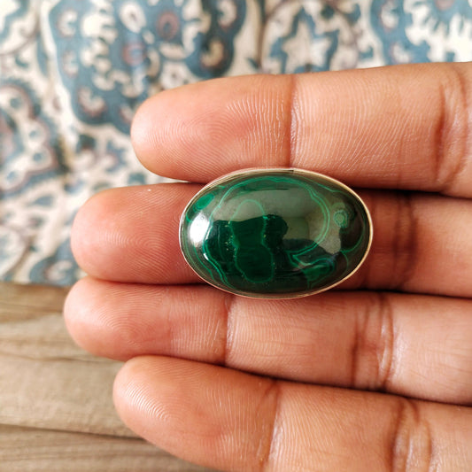 Malachite Sterling Silver Ring , 925 silver boho ring , malachite gemstone ring , boho ring , statement ring ,Adjustable ring silver ring