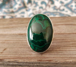 Malachite Sterling Silver Ring , 925 silver boho ring , malachite gemstone ring , boho ring , statement ring ,Adjustable ring silver ring