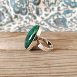 Malachite Sterling Silver Ring , 925 silver boho ring , malachite gemstone ring , boho ring , statement ring ,Adjustable ring silver ring