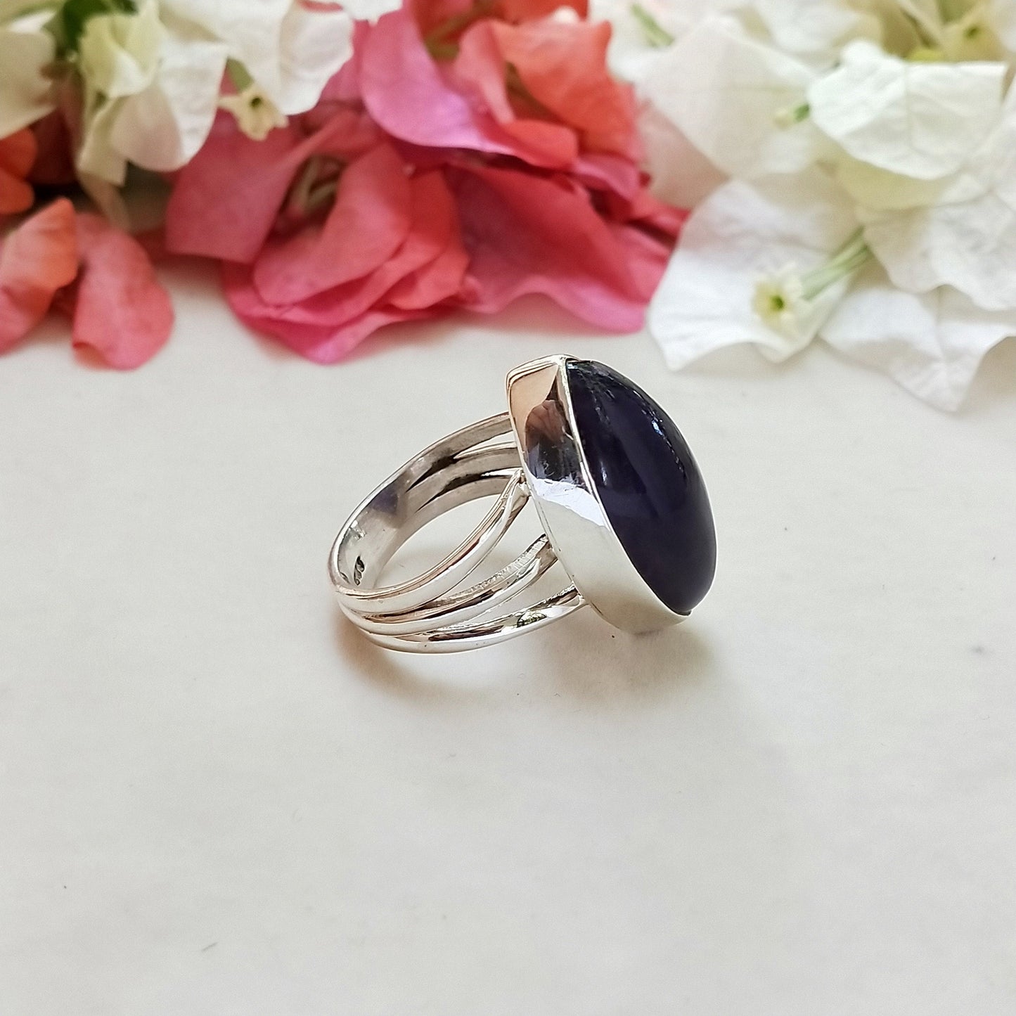Boho Statement Ring - Natural Amethiyst Gemstone Ring- 925 Sterling Silver Ring - Hand Crafted Bohemian Ring-Bohemian Ring - Gift for her