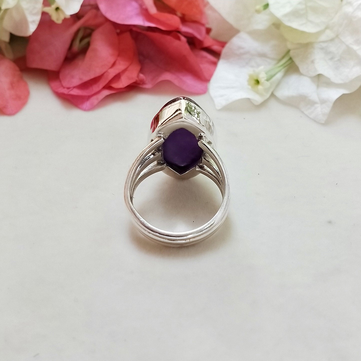 Boho Statement Ring - Natural Amethiyst Gemstone Ring- 925 Sterling Silver Ring - Hand Crafted Bohemian Ring-Bohemian Ring - Gift for her