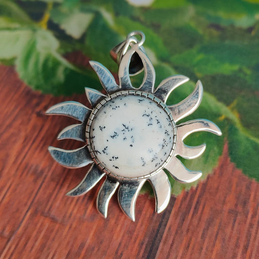 Dendrite Gemstone Pendant in Solid 925-Sterling Silver | Gorgeous Handmade Dendrite Gemstone Pendant | Boho Pendant Gift for Her