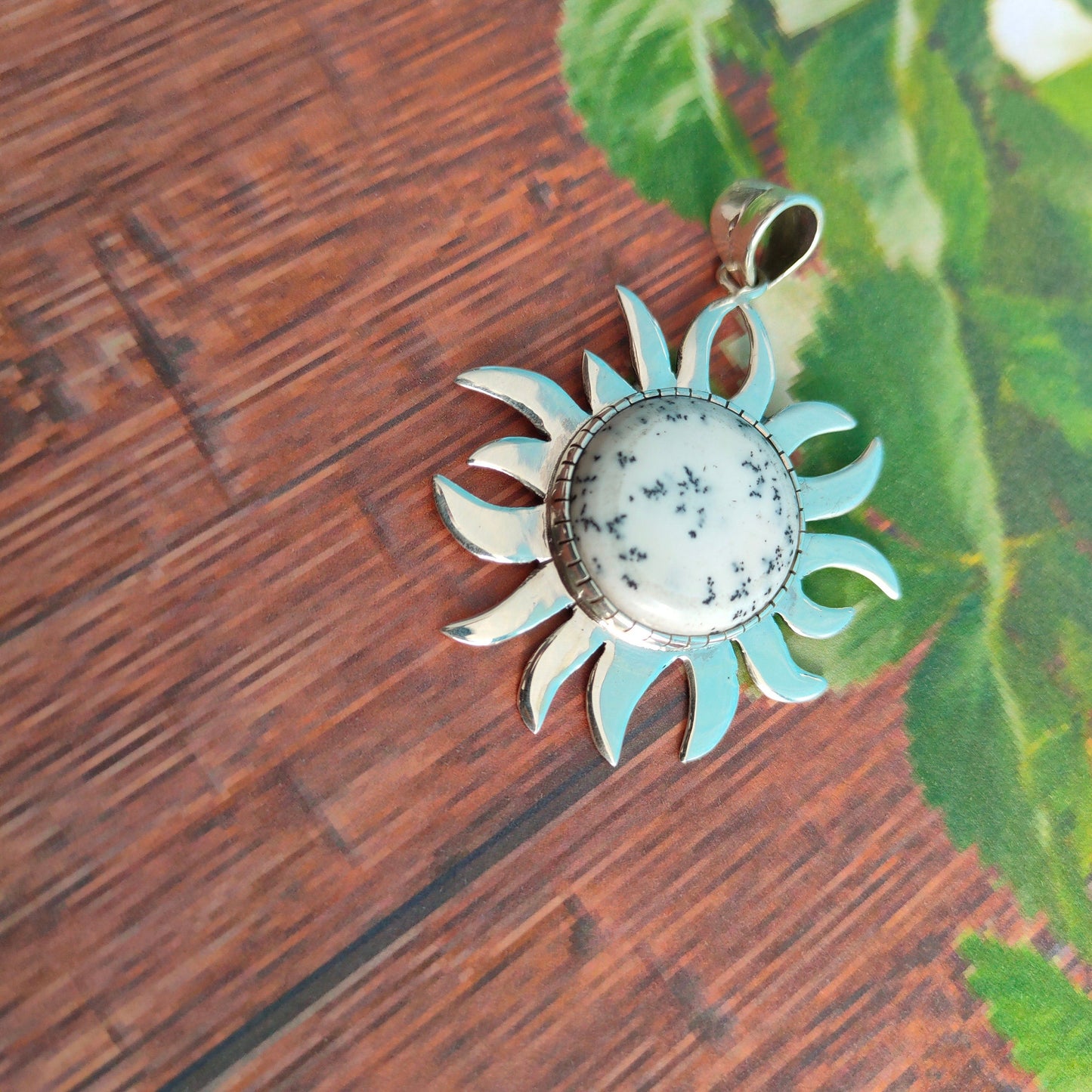 Dendrite Gemstone Pendant in Solid 925-Sterling Silver | Gorgeous Handmade Dendrite Gemstone Pendant | Boho Pendant Gift for Her