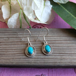 Turquoise Sterling Silver Handmade Earring | Turquoise Stone |  oval Shape | Silver Earrings | Boho Earrings Gift for Her