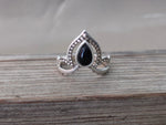 Black Onyx Pear sterling silver ring , handmade silver ring ,stacking silver ring , charm silver ring , handcrafted boho ring , silver ring